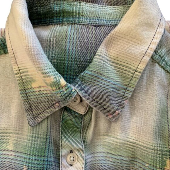 Ombre Plaid Tie Dye Graphic Button-Down Shirt Trick Shot 8 Ball Billiard Co #1E - Picture 6 of 6